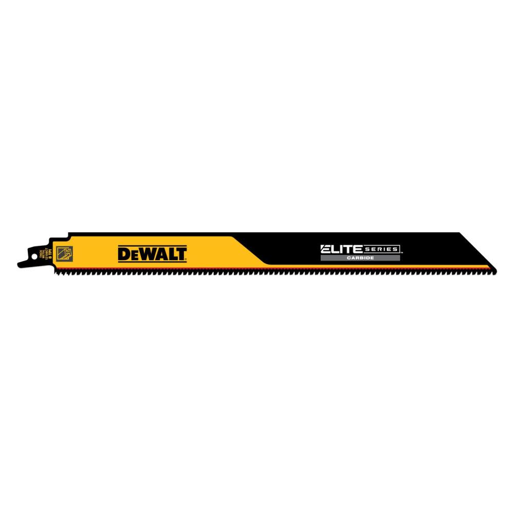 

DEWALT ELITE SERIES Reciprocating Saw Blade 1pk Carbide Tipped 12" 8 TPI Metal Cutting