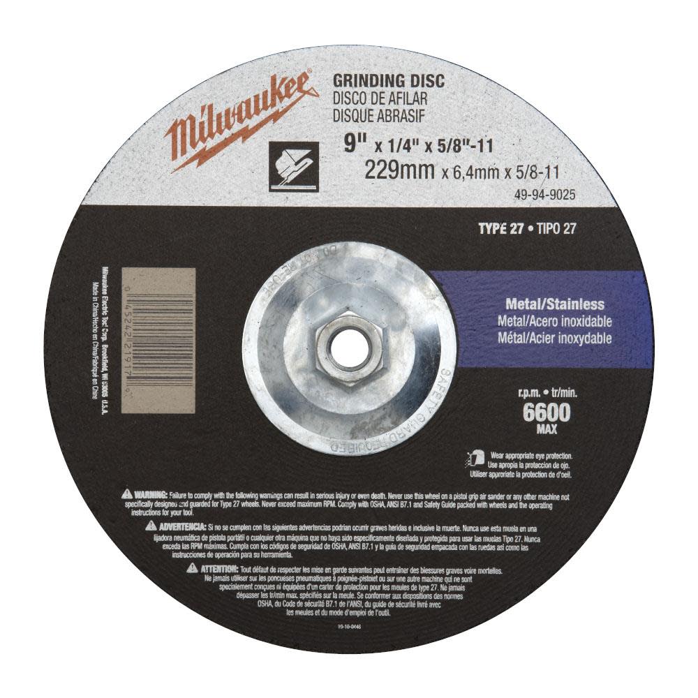 

Milwaukee 9 x 1/4 x 5/8 - 11 Grinding Disc
