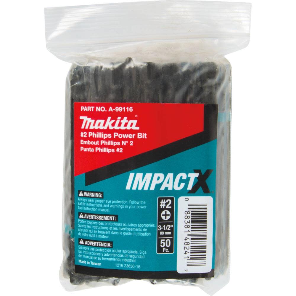 

Makita Impact X #2 Phillips 3-1/2 Power Bit 50/pk Bulk
