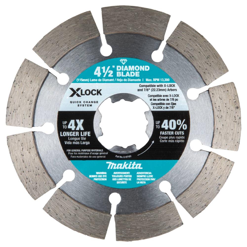 Makita X-LOCK 4-1/2" Segmented Diamond Blade for Masonry Cutting