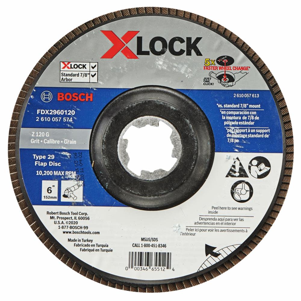

Bosch X LOCK Arbor Type 29 120 Grit Flap Disc 6"
