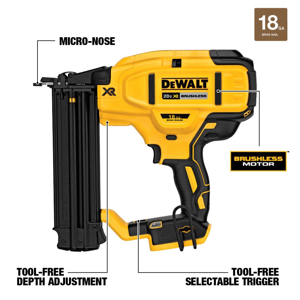 DEWALT 20 V MAX XR 18 Gauge Brad Nailer Bare Tool DCN680B Acme Tools