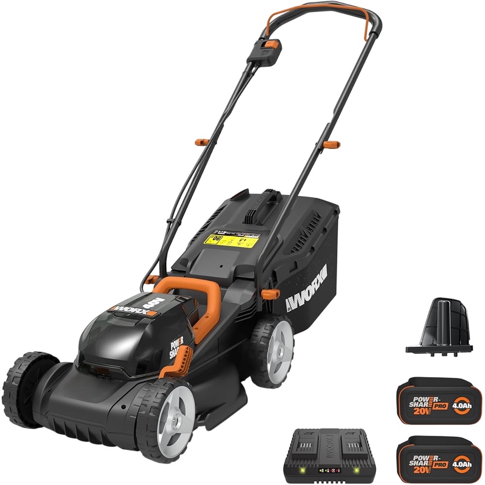 Worx 40V Power Share 4 Ah 14 Inch Cordless Lawn Mower Kit WG779 - Acme ...