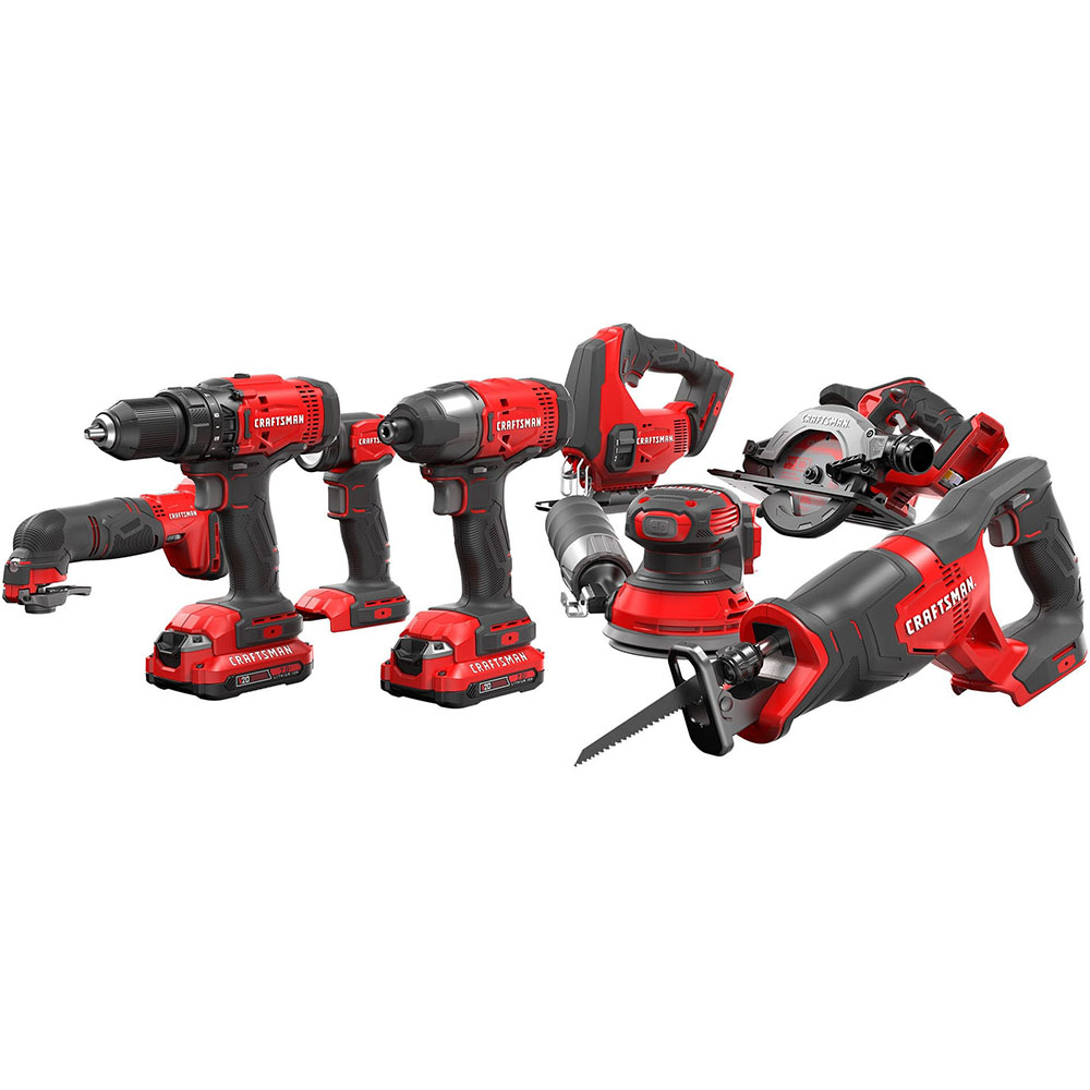 CRAFTSMAN V20 Cordless 8-Tool Combo Kit with Two 2.0 Ah Batteries