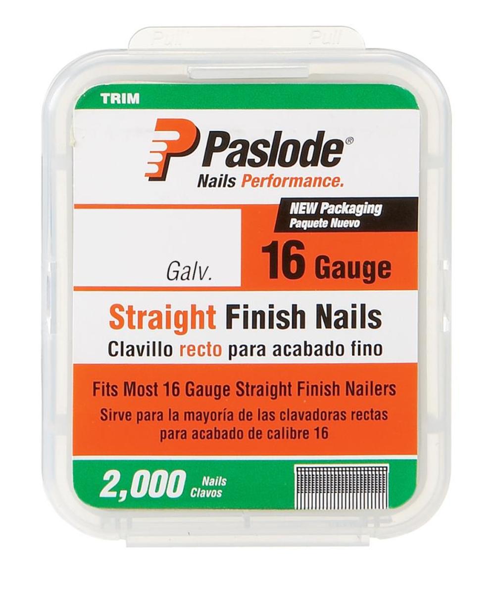 

Paslode 1-3/4 In. 16 Gauge Galvanized Straight Finish Nail 2000 Count 1-3/4 In. 16 Gauge Galvanized Straight Finish Nail 2000 Count