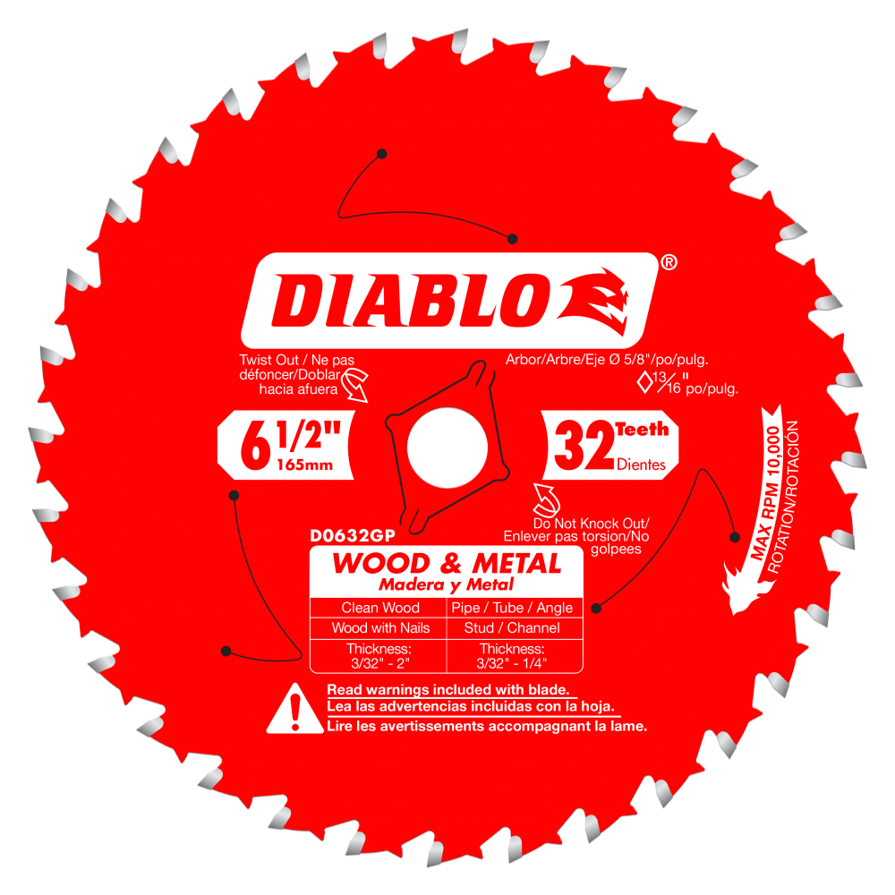 

Diablo Tools 6-1/2 in. x 32 Tooth Wood & Metal Carbide Saw Blade