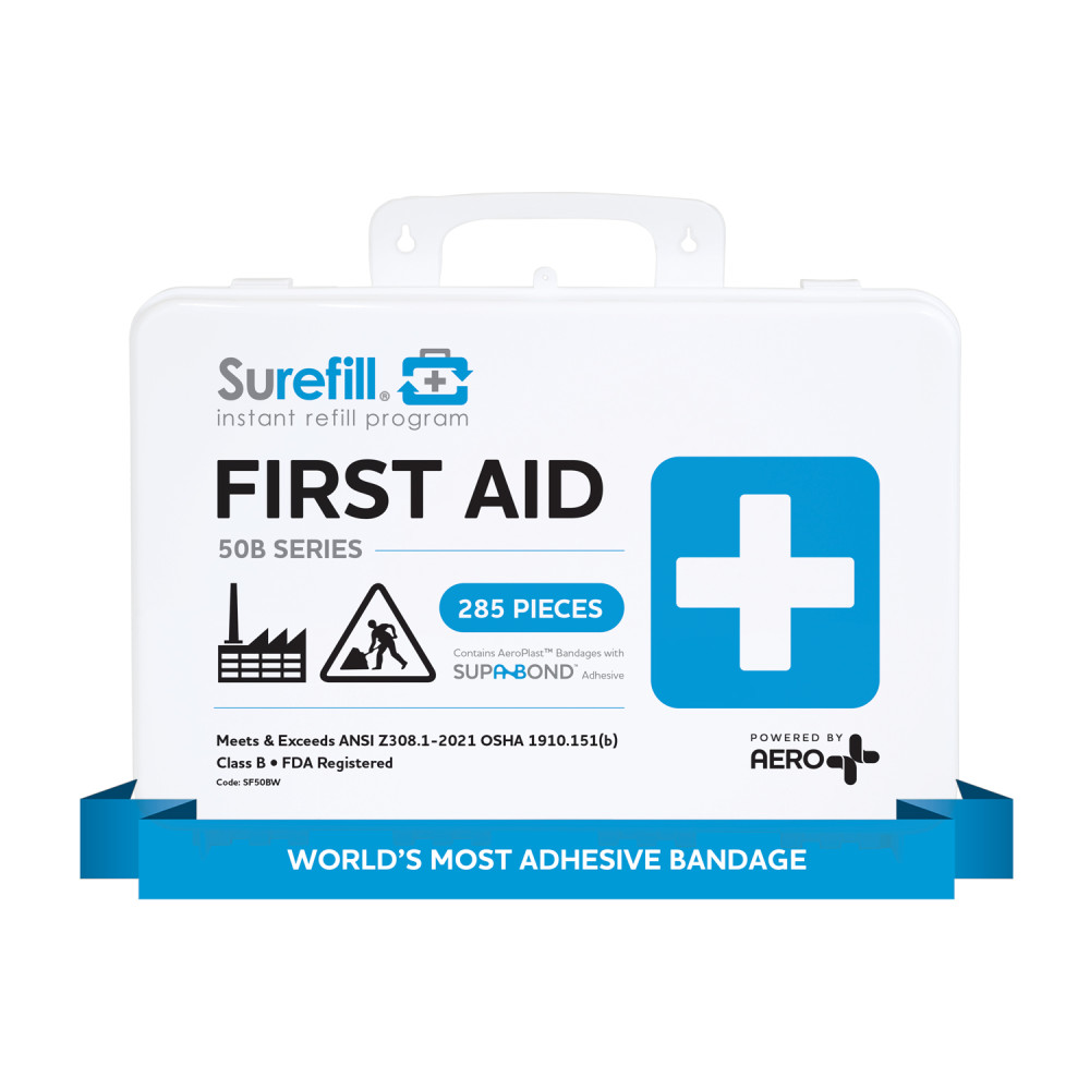 Aero Healthcare SUREFILL 50 ANSI 2021 B First Aid Kit - Weatherproof Plastic Case