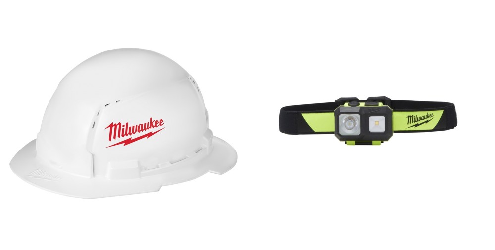 

Milwaukee Full Brim Vented Hard Hat with Spot/Flood Headlamp
