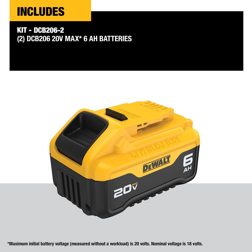 DEWALT 20V MAX Premium 6 Ah Lithium Ion Battery 2 Pack DCB206 2 Acme Tools