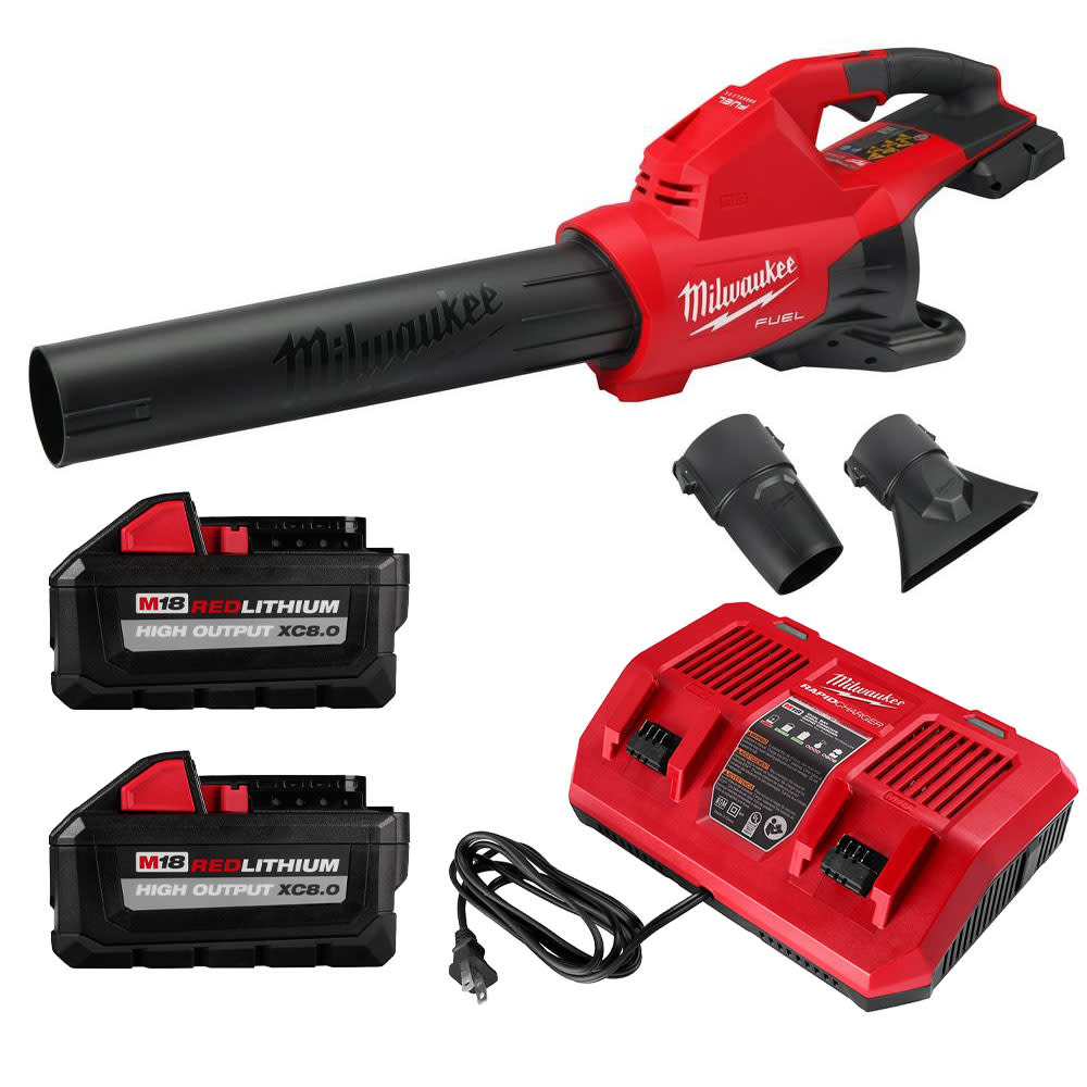 Milwaukee M18 FUEL Dual Battery Blower Kit with 2 REDLITHIUM HIGH OUTPUT Batteries Dual Battery Charger Bundle 2824 20 1880X2 1802 Acme Tools