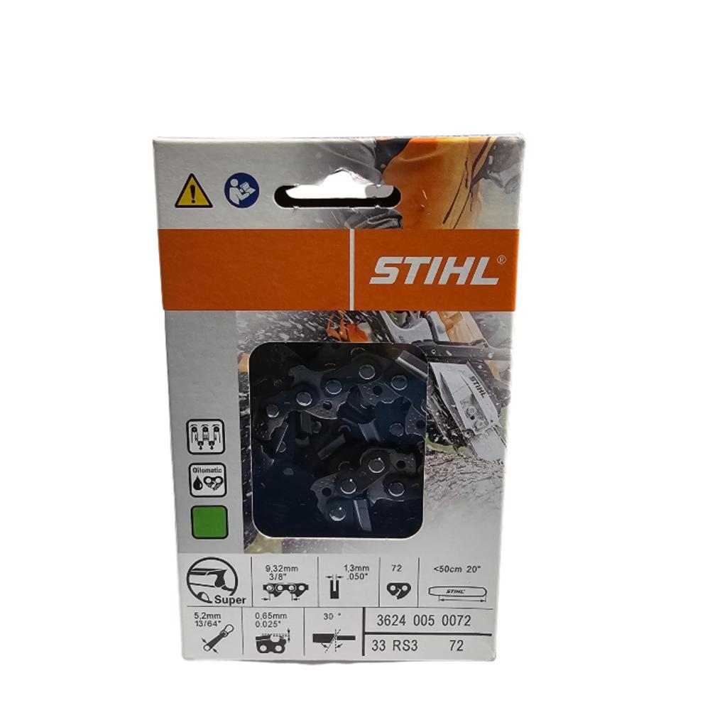 Stihl 20 Inch Bar and 33RS3 3/8 Inch x 0.05 Inch 72DL Chain Stihl 20 Inch Bar and 33RS3 3/8 Inch x 0.05 Inch 72DL Chain