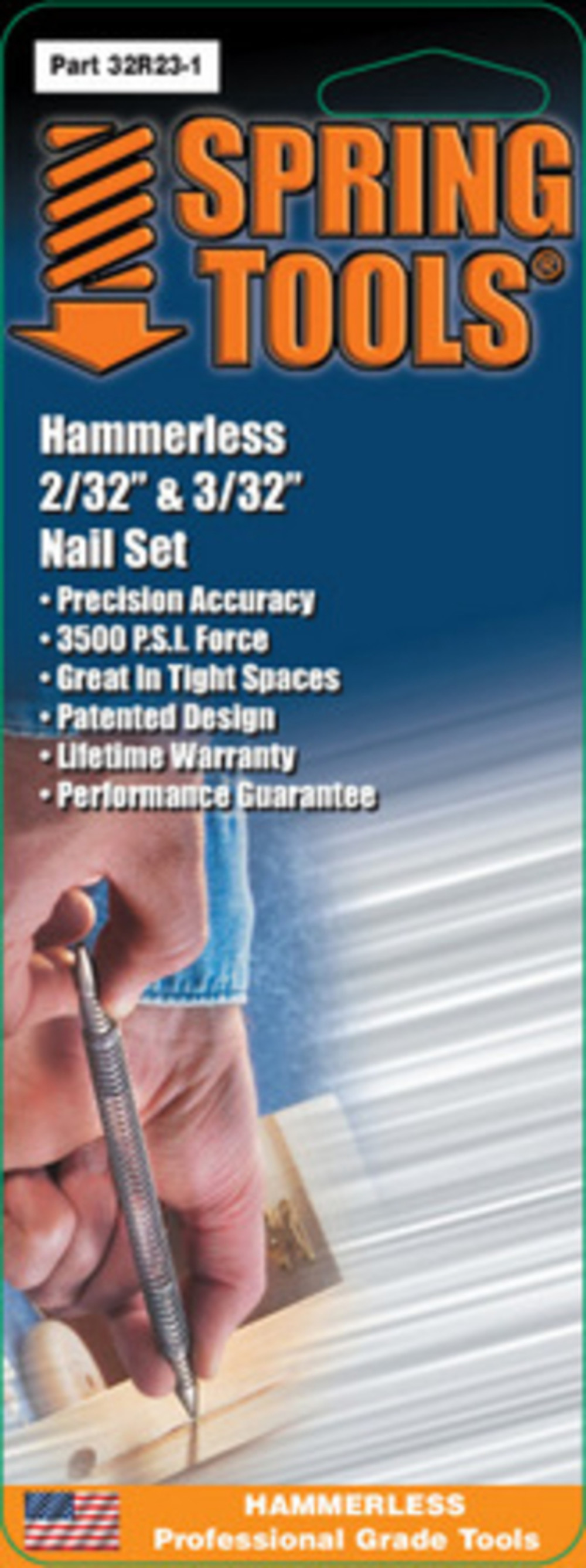 

Spring Tools Nail Set 2/32 & 3/32 Hammerless Double Ended Combo
