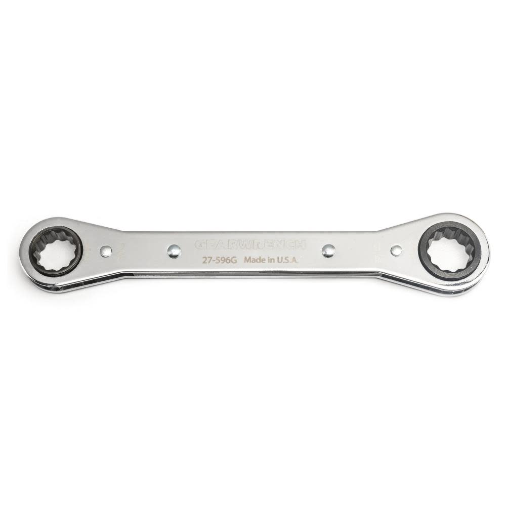 Laminated Ratcheting Wrench, 12 Point Double Box, 1/2 x 9/16