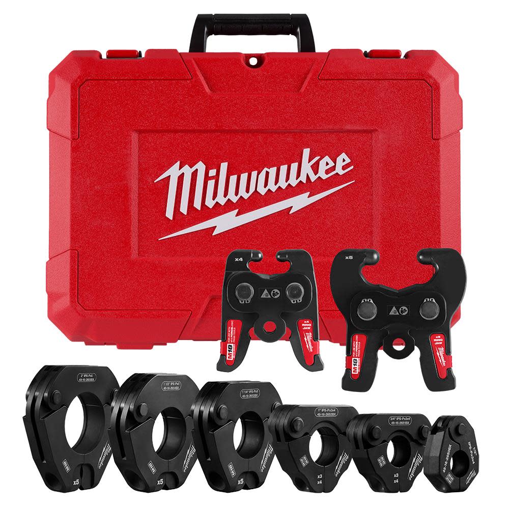 Milwaukee 1/2 Inch - 2 Inch IPS-P Pivoting Press Ring Kit for M18 FORCE LOGIC Press Tools