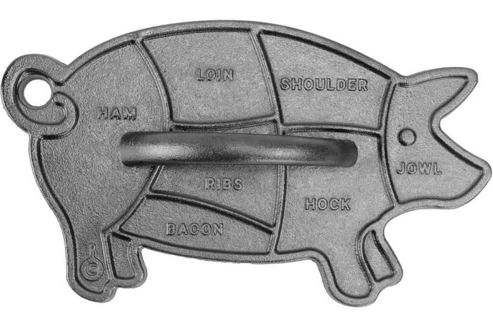Lodge Cast Iron Black Seasoned Cast Iron Bacon Pig Press LPIGP - Acme Tools