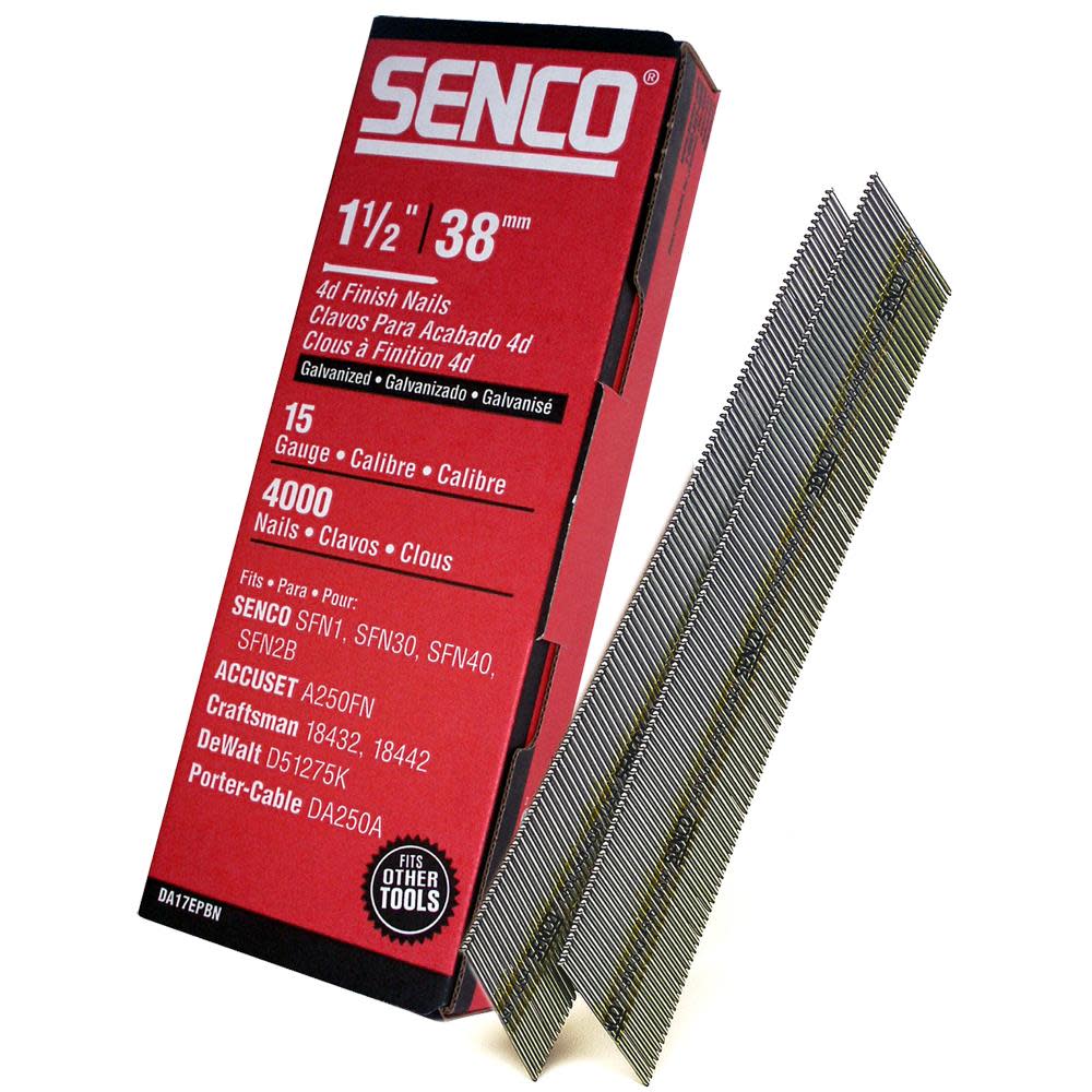 

Senco 1-1/2 In. Box of 4000 15-Gauge Finish Nail Pack