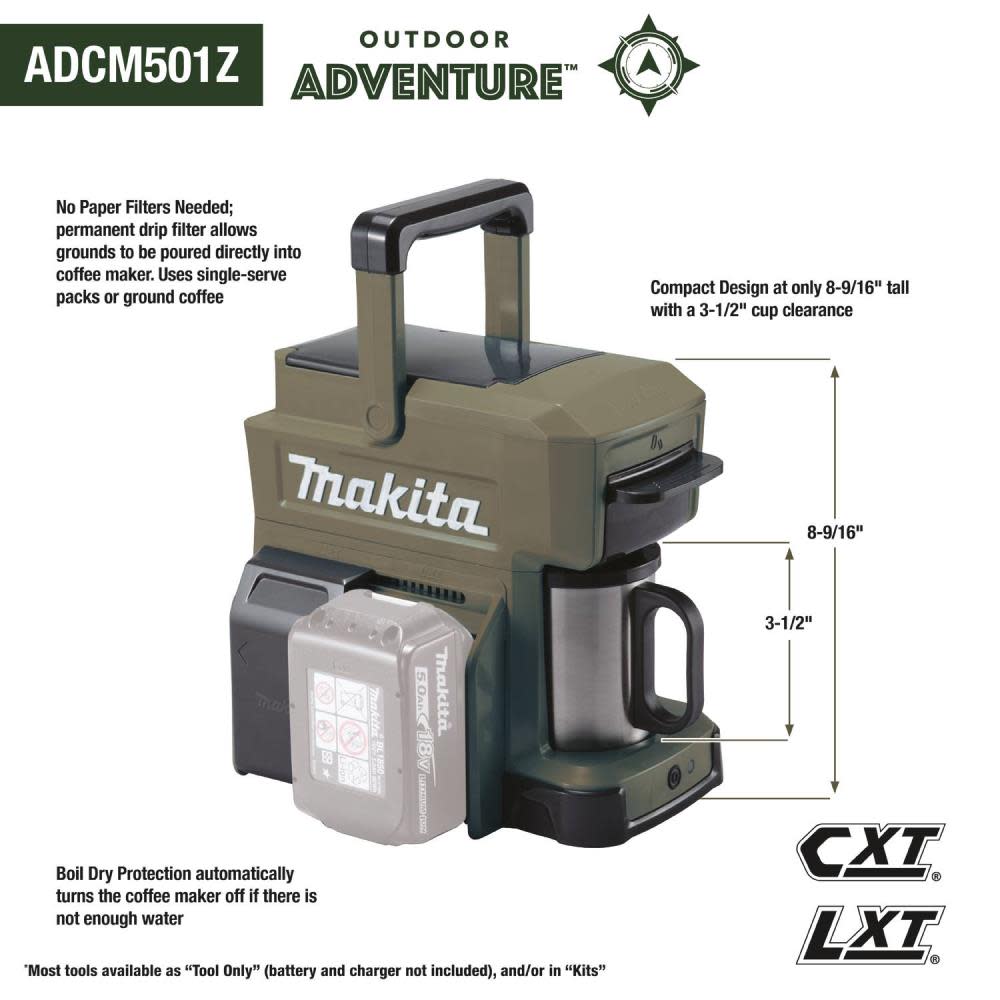 Makita 18V LXT Outdoor Adventure Coffee Maker Bare Tool ADCM501Z Acme Tools