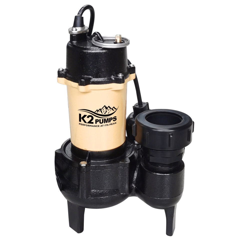 

K2 Pumps Sewage Pump 1/2 HP Cast Iron with Piggyback Tethered Switch
