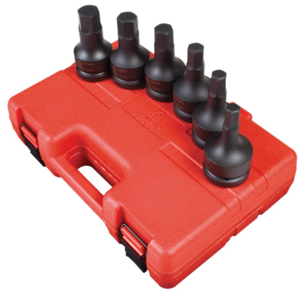 Sunex 6 pc. 1 In. Drive Metric Hex Drive Impact Socket Set