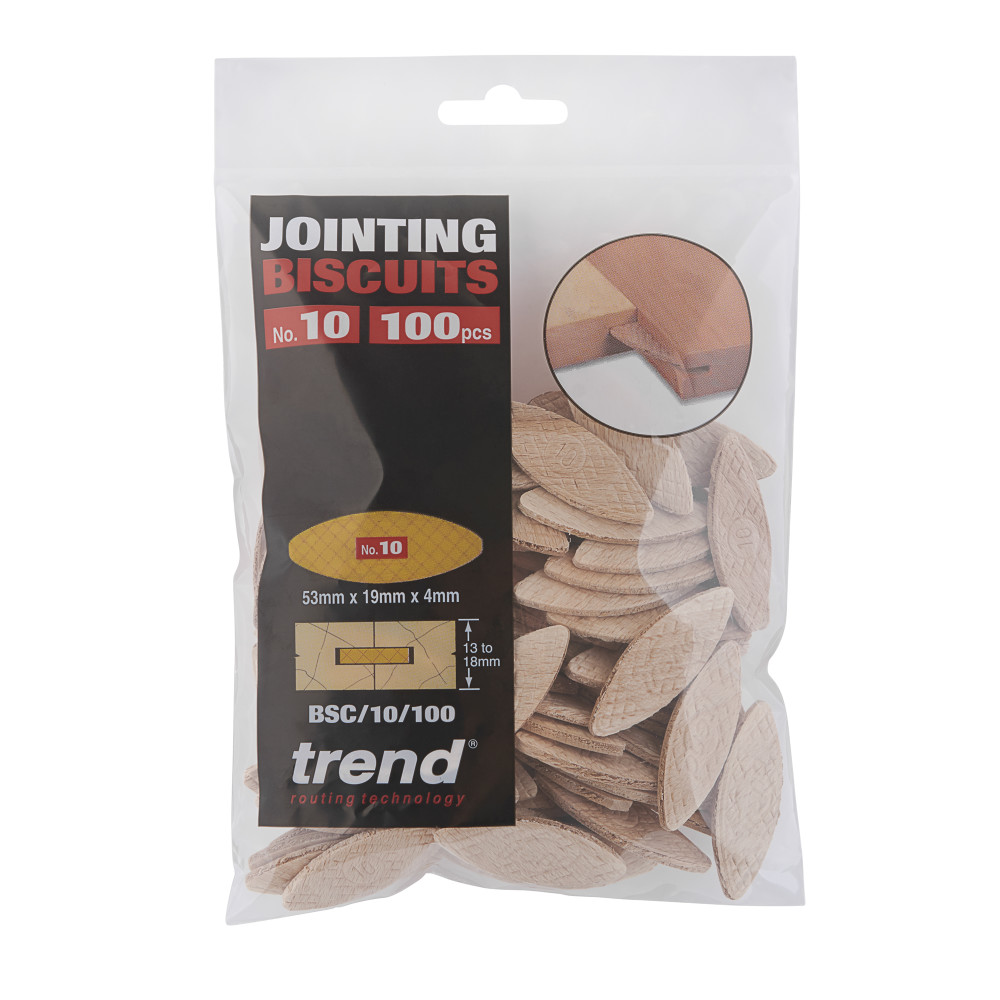 BSC/10/100 100 pcs x Trend Jointing No 10 Size Compressed Beech Biscuits