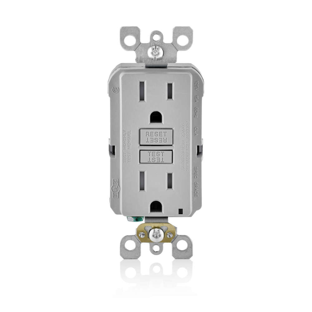 Leviton GFCI Outlet 15A 125V Polycarbonate Nema 5-15R Duplex Gray - 3001274 - By Brand  sku 3001274