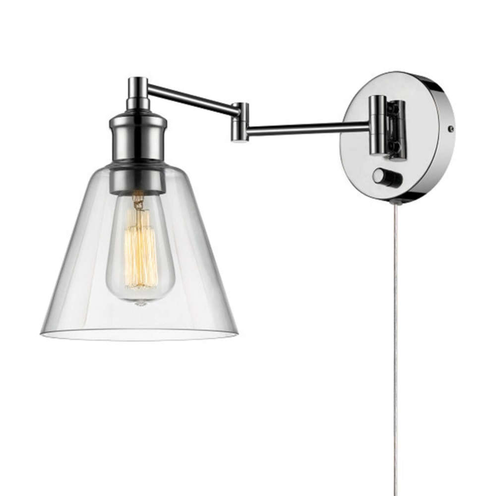 Globe Electric LeClaire Wall Sconce 1 Light Chrome Clear Vintage - 3008666 - By Brand  sku 3008666