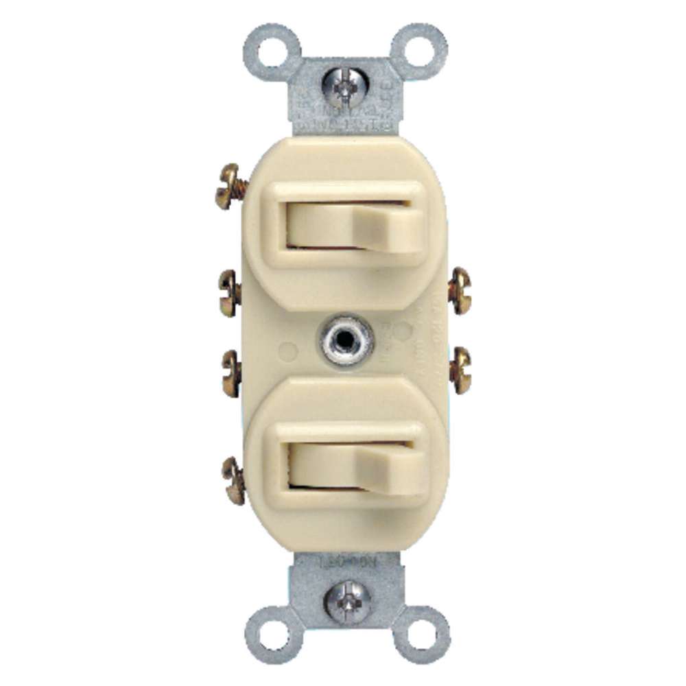 30596 Leviton 15A 277V Ivory 3 Pole Toggle Duplex Combin sku 30596