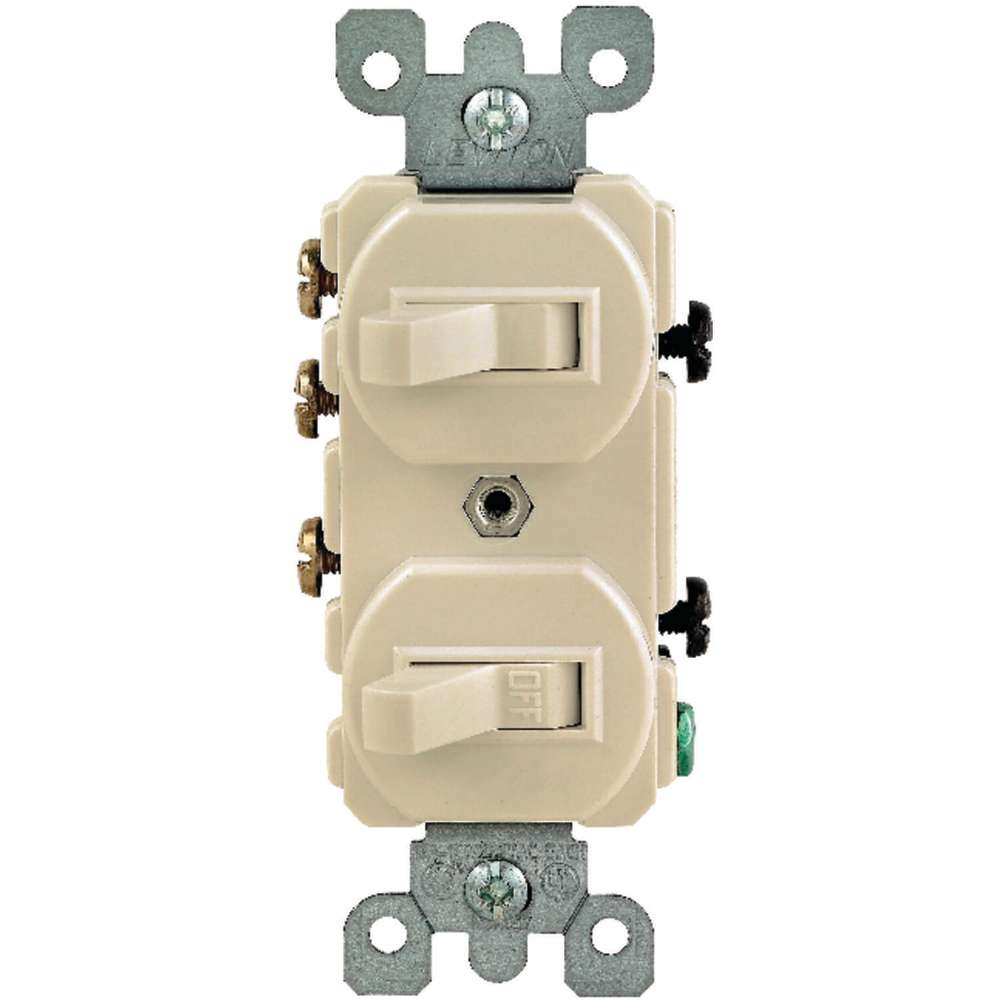 Leviton 3 Way 1 Pole Duplex Combination Rocker Switch 15A Ivory - 3201670 - By Brand  sku 3201670