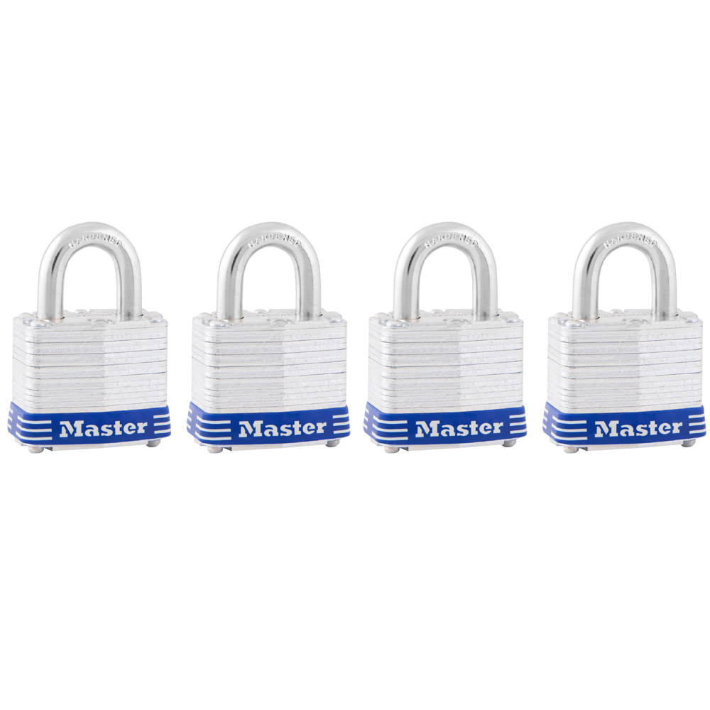 3008D Master Lock Padlock 1 9/16 Keyed Alike Tumbler 4pk sku 3008D