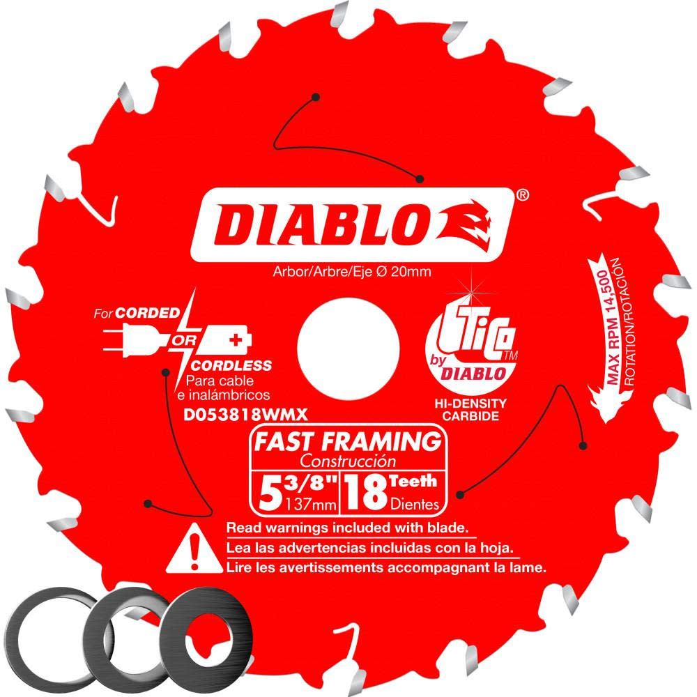 Diablo Circular Saw Blade 5 3/8 x 18 Tooth Fast Framing Trim
