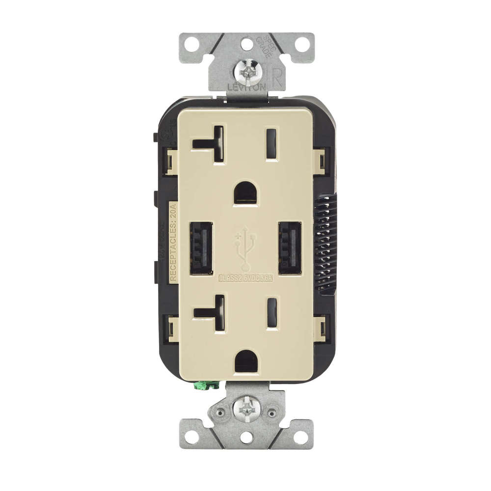 

Leviton Decora 20A 125V Ivory NEMA 5-20R Outlet & USB Charger