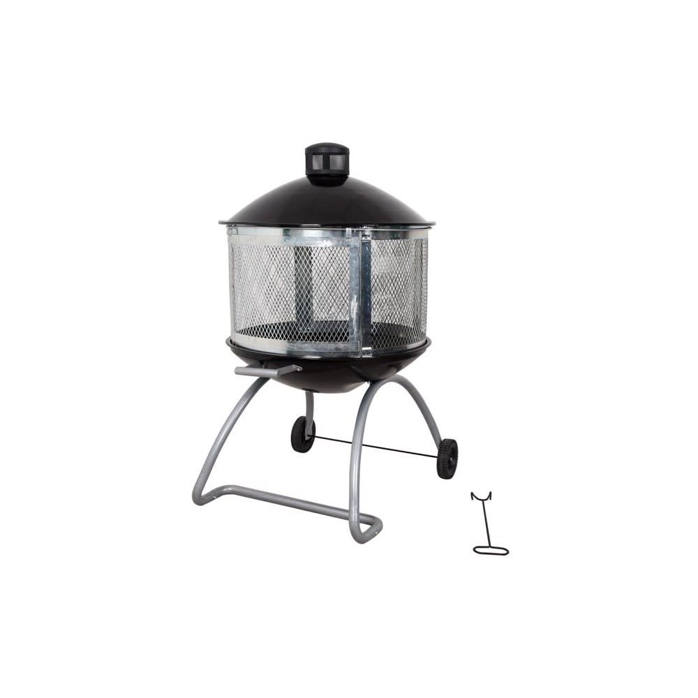 

Living Accents Wheeled Wood Fire Pit 28" Round Porcelain/Steel