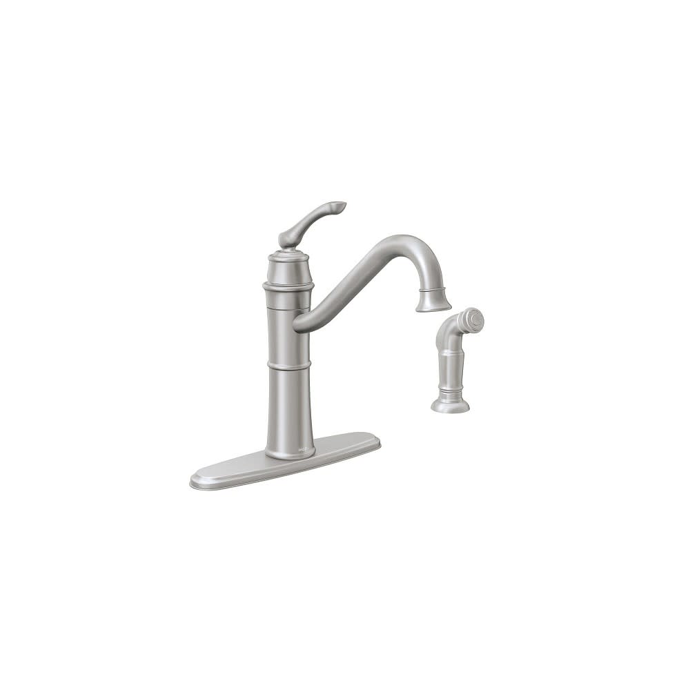 

Moen Wetherly Kitchen Faucet Spot Resist Stainless High Arc
