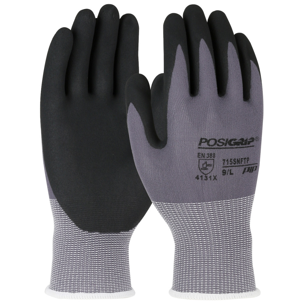 

Medium Gray PosiGrip Seamless Knit Nylon Gloves with Nitrile