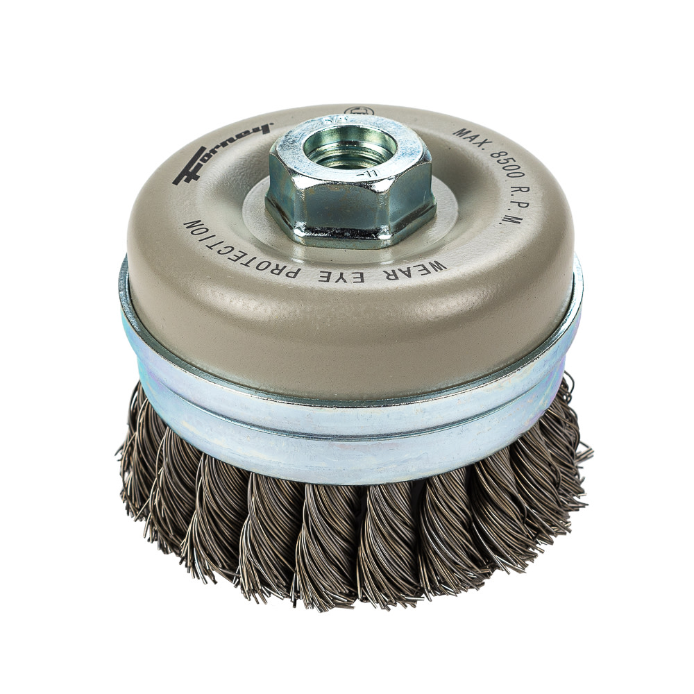 

Forney Command PRO Cup Brush Knotted with Bridle 4" x 020" x 5/8"-11