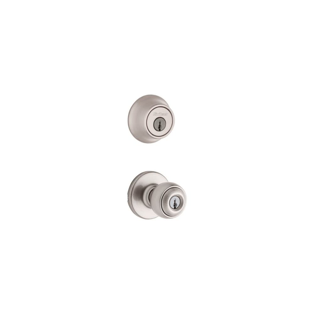 

Satin Nickel Polo Door Knob & Single Cylinder Deadbolt Set