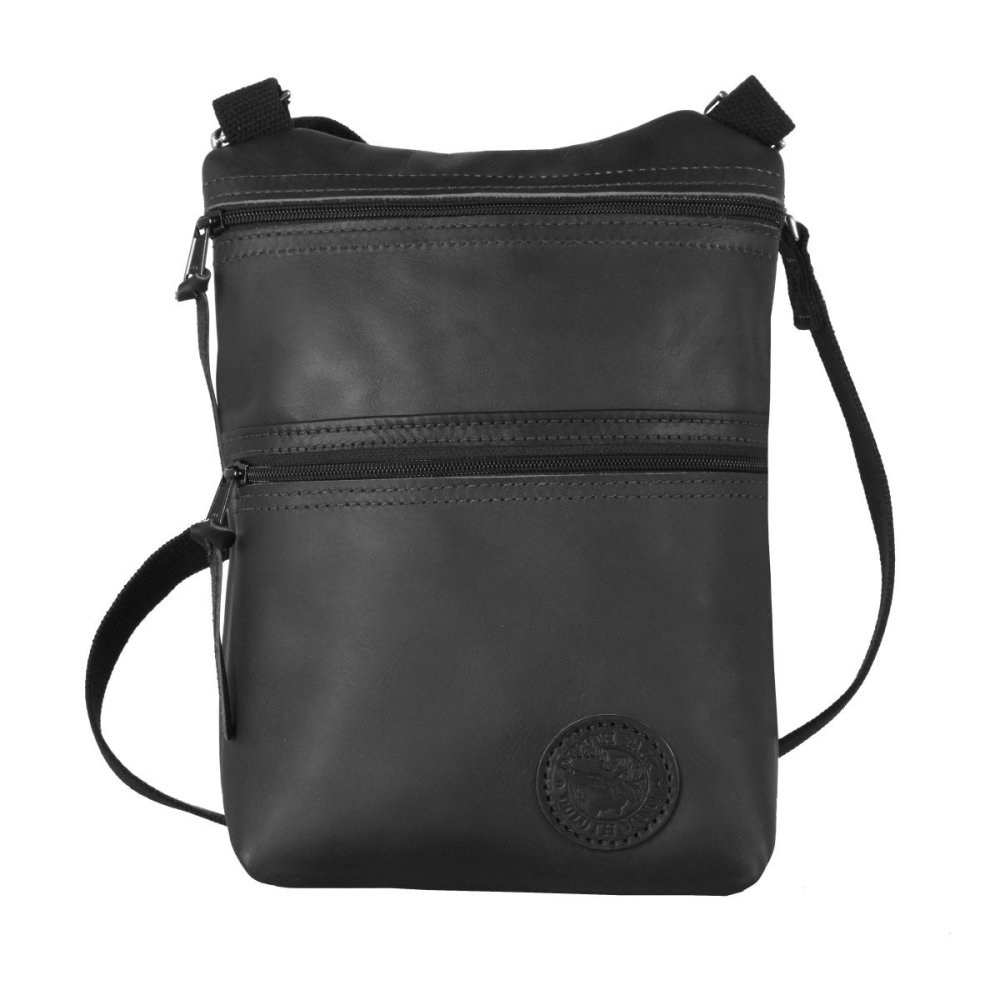 

4 Liter Capacity Black Smooth Leather Traverse Crossbody Bag