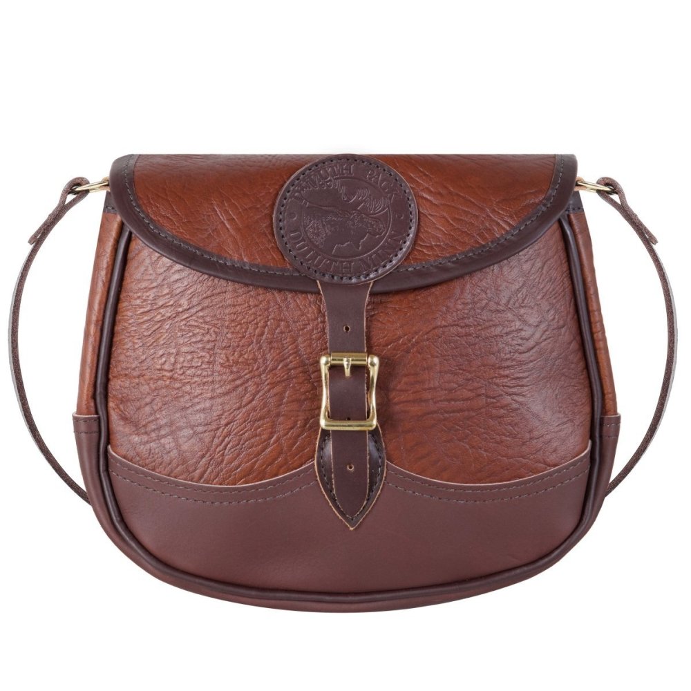6 Liter Capacity Brown Trim Large Bison Leather Shell Purse