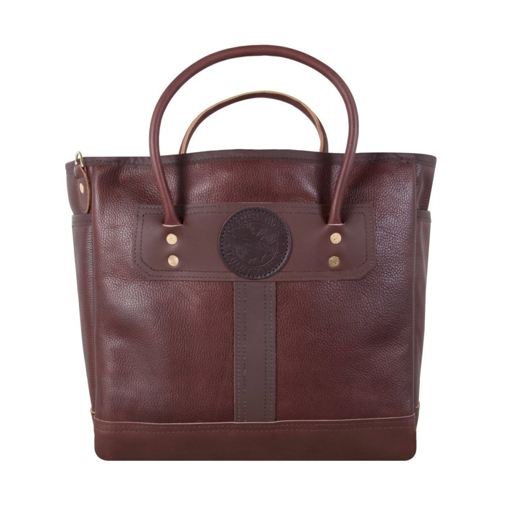 24 Liter Capacity Brown Pebbled Leather Sportsman's Tote