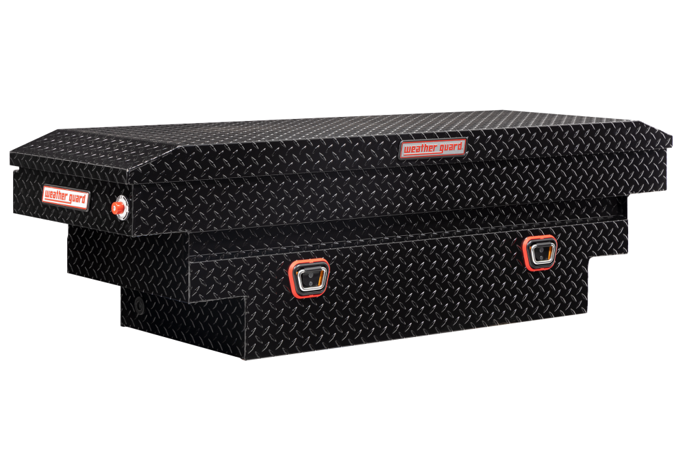 

Weather Guard Saddle Truck Tool Box Aluminum Compact Deep Gloss Black