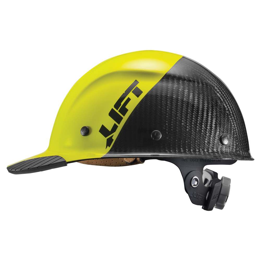 

Lift Safety Hard Hat DAX FIFTY50 Yellow and Black Carbon Fiber Cap