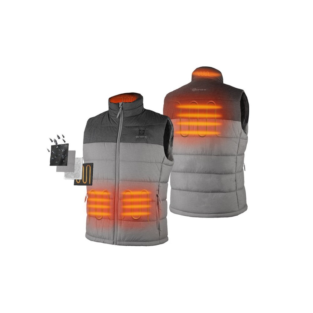 

ORORO Mens Flecking Gray Classic Heated Vest Kit 2X