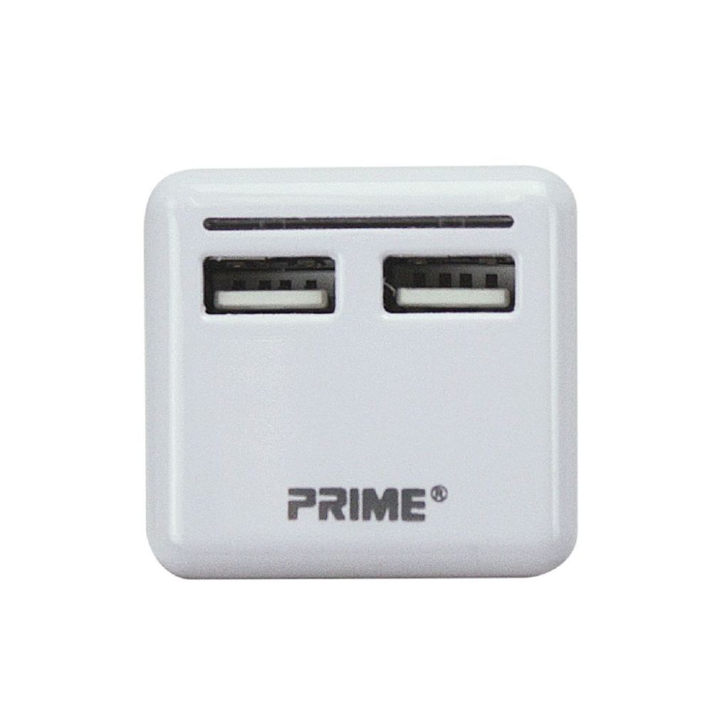 

Prime 2 Port USB Travel Charger with Retractable Plug