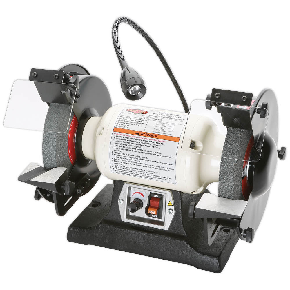 

Shop Fox 8" Variable-Speed Grinder with Work Light