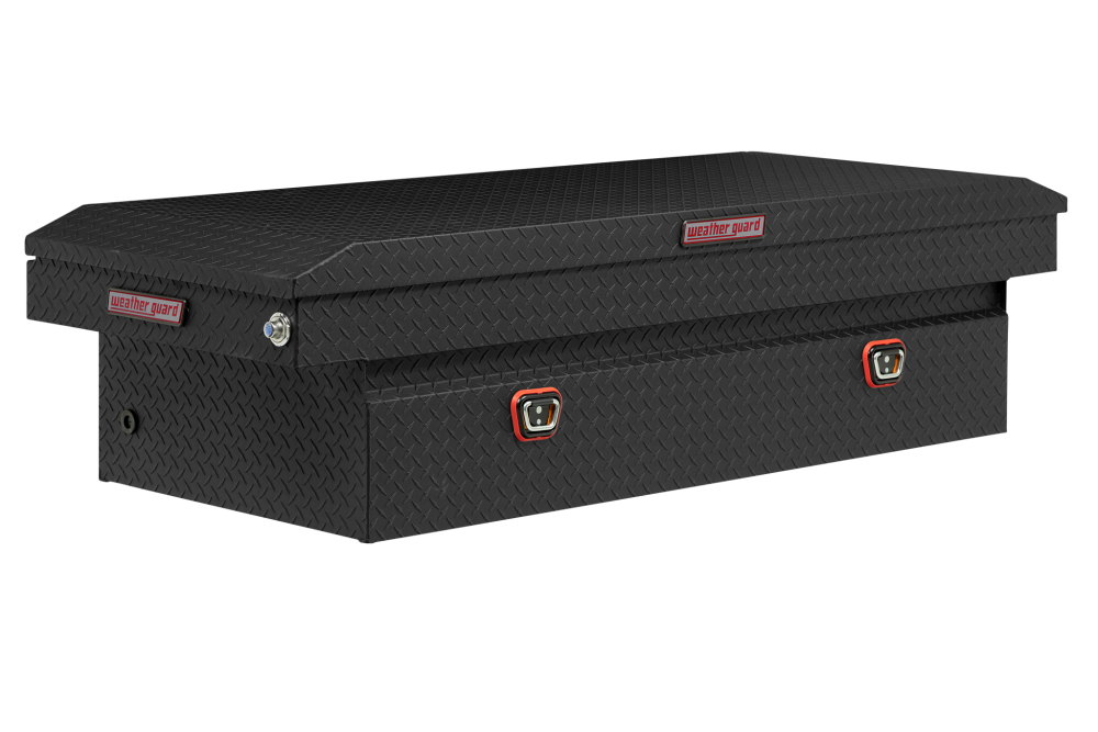 

Weather Guard Saddle Truck Tool Box Aluminum Full Extra Wide Textured Matte Black