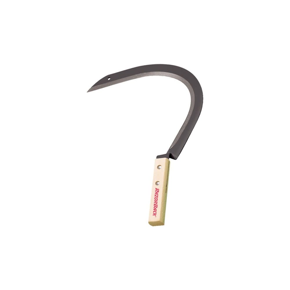 

Razorback Handheld Tempered Steel Blade Grass Hook with Short Wood Handle