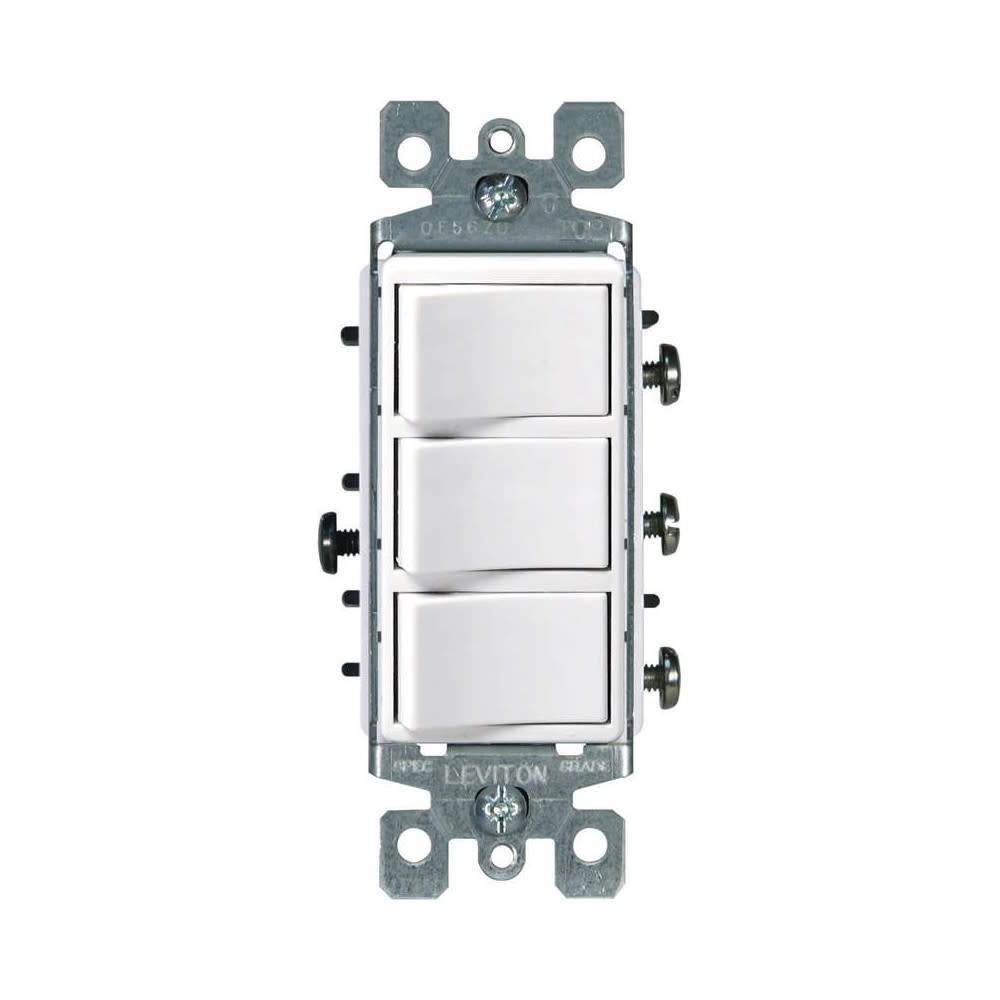 

Leviton Decora Triple Combination Rocker Switch 120V White 1 Pole