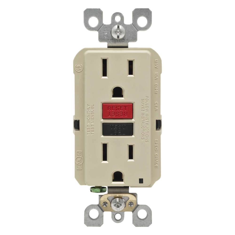 

Leviton SmartlockPro GFCI Outlet 15A 125V Duplex Ivory NEMA 5-15R