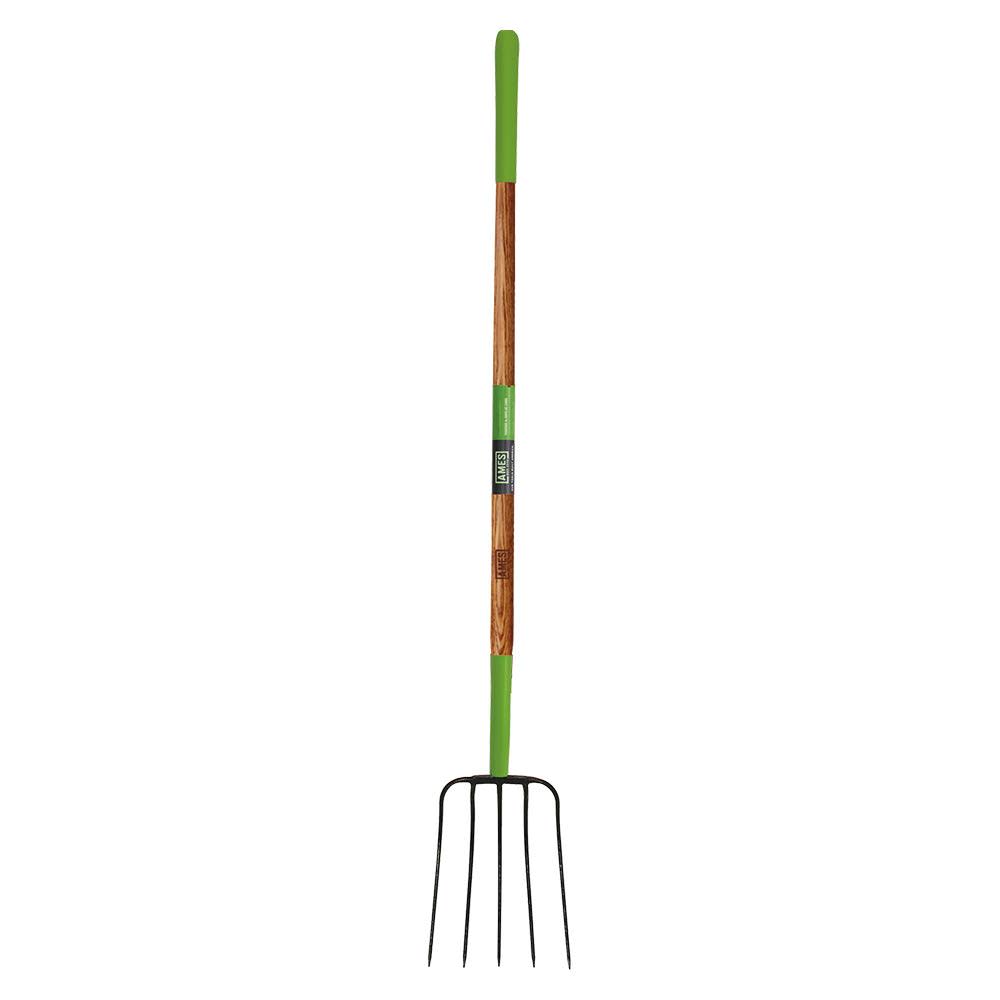 Ames 5 Tine Forged Steel Manure Fork with Cushion End Grip Handle