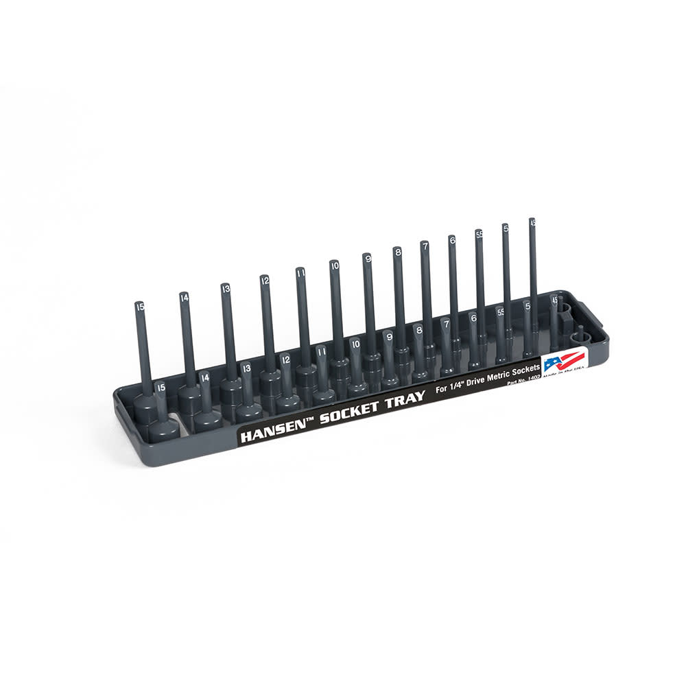 

Hansen Global 2 Row Socket Tray 1/4" Drive 28 Slot Metric Gray